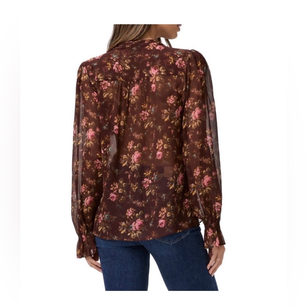 PAIGE Clemency Floral Silk Top in Rosewood Multi, xs - Picture 7 of 12